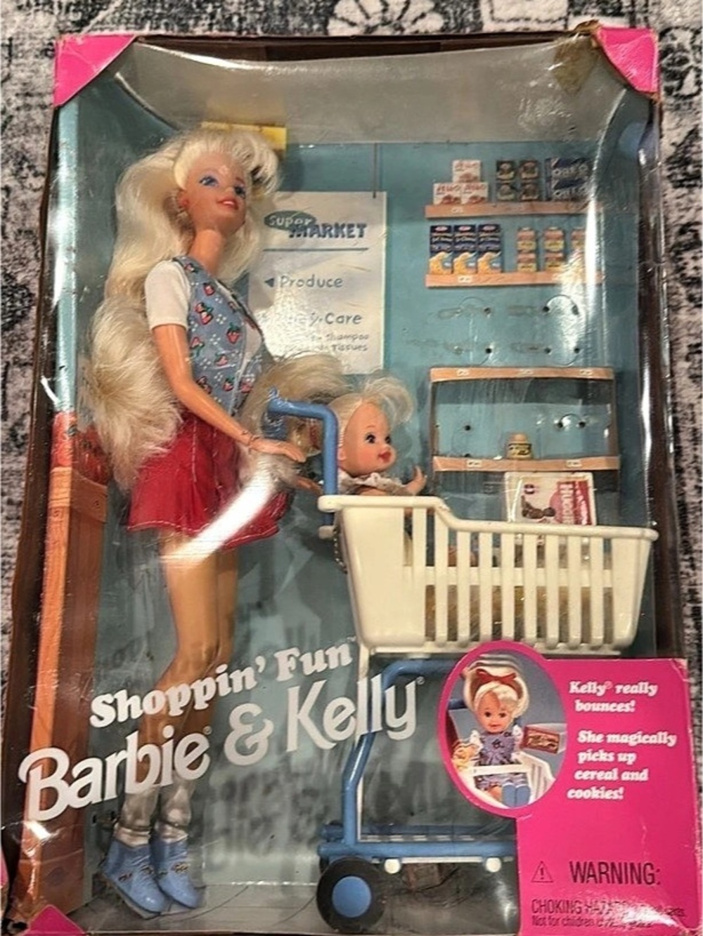 Mattel Shoppin' Fun Barbie & Kelly Doll Set in Pink & Blue